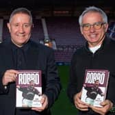 John Robertson with John Colquhoun at Tynecastle Park for the launch of 'Robbo'. (Photo by Mark Scates / SNS Group)