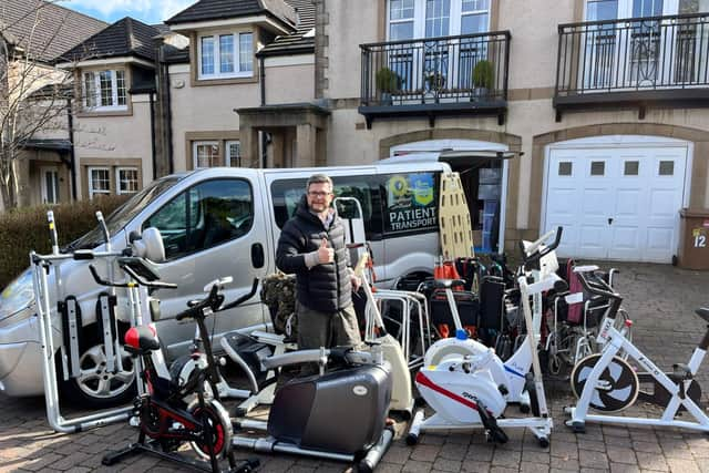 Oleg Dmitriev of Sunflower Scotland, drove from Edinburgh to eastern Ukraine to donate exercise machinery to a new rehabilitation centre from military veterans.