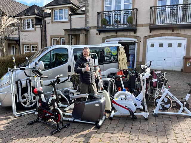 Oleg Dmitriev of Sunflower Scotland, drove from Edinburgh to eastern Ukraine to donate exercise machinery to a new rehabilitation centre from military veterans.