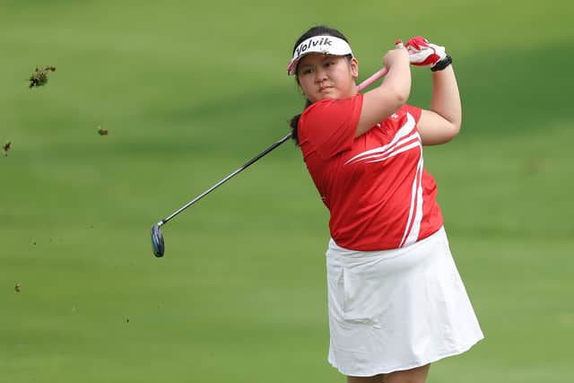 Sabrina Wong plays a shot during practice prior to The Women's Amateur Asia-Pacific Championship at Siam Country Club in Chon Buri, Thailand. Picture: Oisin Keniry/R&A/R&A via Getty Images.