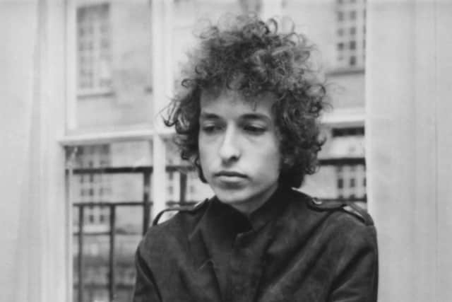 Bob Dylan at a press conference in London, 1966.   (Photo by Express Newspapers/Getty Images)