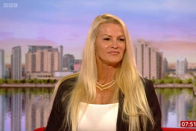 Original Gladiator Kim Betts appearing on on BBC Breakfast to talk about the revival of Gladiators. Picture: BBC/PA Wire