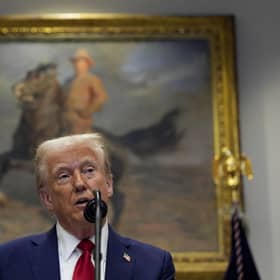 President Donald Trump speaks in the Roosevelt Room of the White House. PIC: AP Photo/Julia Demaree Nikhinson