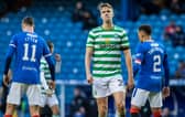 A dejected Kristoffer Ajer at the end of Celtic's defeat at Ibrox on Saturday that has he admits has left Neil Lennon's men requiring to win all of their remaining 19 Premiership games to overhaul Steven Gerrard's runaway league leaders. (Photo by Alan Harvey / SNS Group)