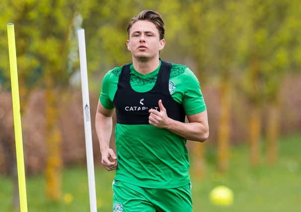 Scott Allan during a Hibs training session. Photo by Ross Parker / SNS Group