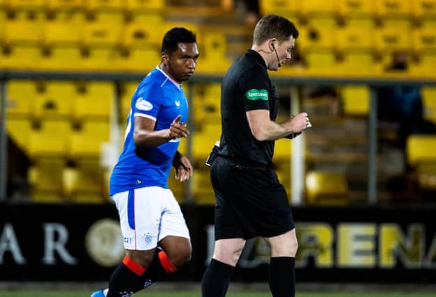 Alfredo Morelos was booked for an alleged dive against Livingston. Picture: SNS