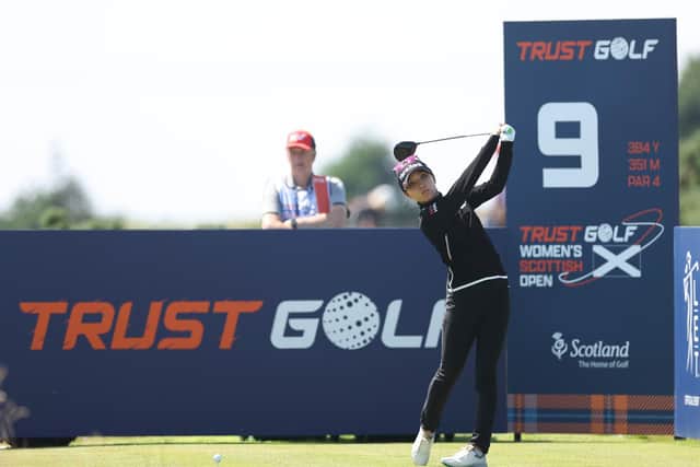 Kiwi Lydia Ko in action during the second round of Trust Golf Women's Scottish Open at Dundonald Links. Picture: Oisin Keniry