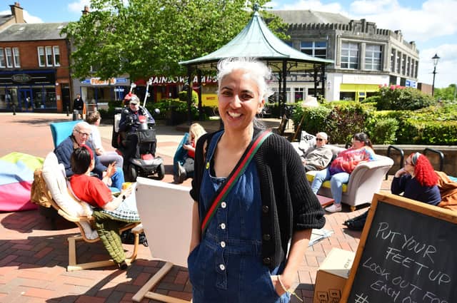 Social enterprises come in many different forms. The Camarados set up a public living room in a street in Falkirk to promote mental health awareness (Picture: Michael Gillen)
