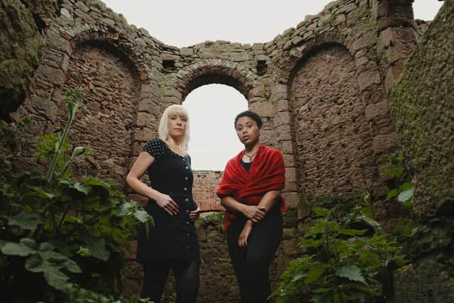 Morna Pearson with Danielle Jam at Slains Castle PIC: Richard Frew / National Theatre of Scotland