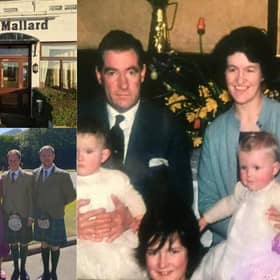 Top left - taking down The Mallard sign, bottom left Susan and Cameron Low with their two sons Gavin and Ewan and a family picture of Iain and Flora Clark with their four children left to right Lorna, Catriona, Alasdair and Susan picture: Susan Law