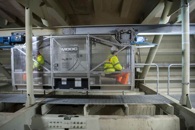 Monorail shuttle "The Rat" travels the length of the 1.6-mile bridge under the carriageways. (Photo by Lisa Ferguson/The Scotsman)