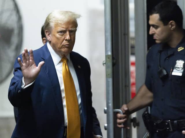 Former US President Donald Trump returns to the courtroom after a break in his trial for allegedly covering up hush money payments at Manhattan Criminal Court. Photo: Justin Lane - Pool/Getty Images