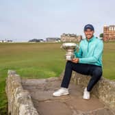 Irishman Alex Maguire shows off the St Andrews Links Trophy after storming to a five-shot success in one of the amateur game's 'majors'. Picture: St Andrews Links