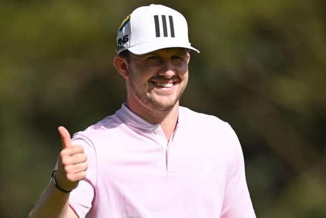Connor Syme gives the thumbs up during day last week's Magical Kenya Open at Muthaiga Golf Club in Nairobi. Picture: Stuart Franklin/Getty Images.