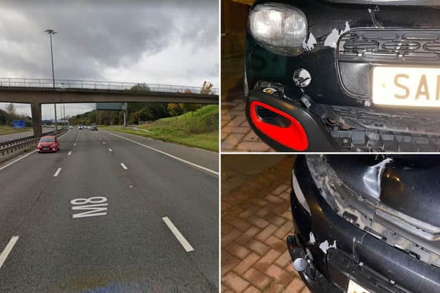 Ryan was driving down the M8 when a shopping trolley was dropped on the road in front of him.