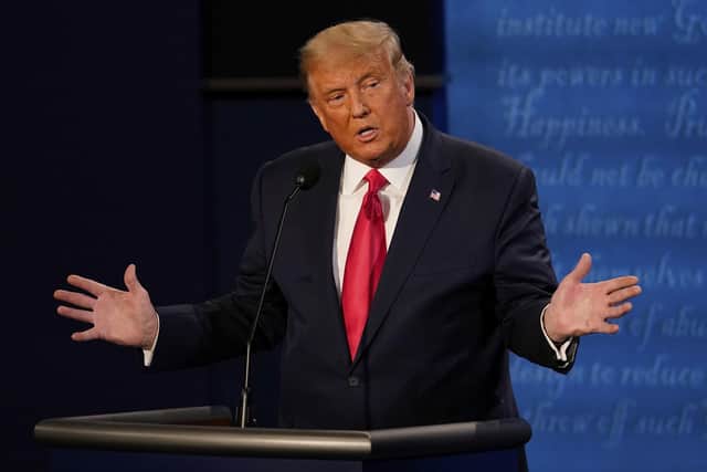 President Donald Trump answers a question during the second and final presidential debate. Picture: AP Photo/Morry Gash, Pool