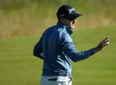 Russell Knox reacts on the 10th green during the first round of the Genesis Scottish Open at The Renaissance Club in East Lothian. Picture: Andrew Redington/Getty Images.