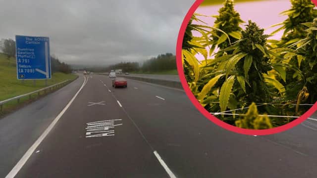 The vehicle was pulled over near Junction 15 of the M74 in Beattock and cannabis was discovered with a street value of around £50,000 (Photo: Google Maps and AP Photo/Steve Helber).