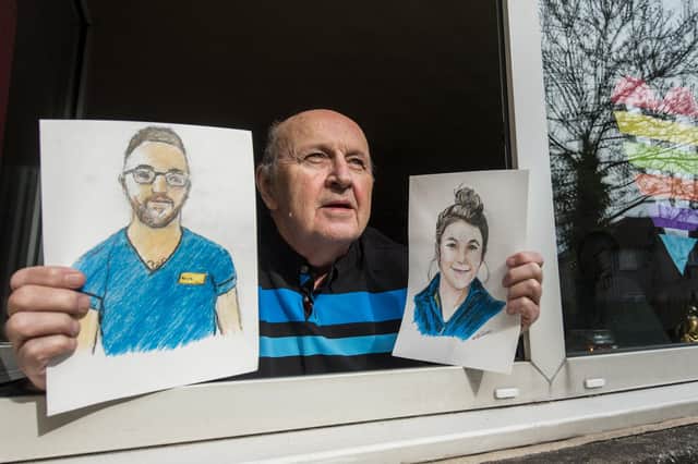 Donald Dickson has created more than 100 portraits of NHS staff by way of thanks after six months in hospital. Picture: John Devlin