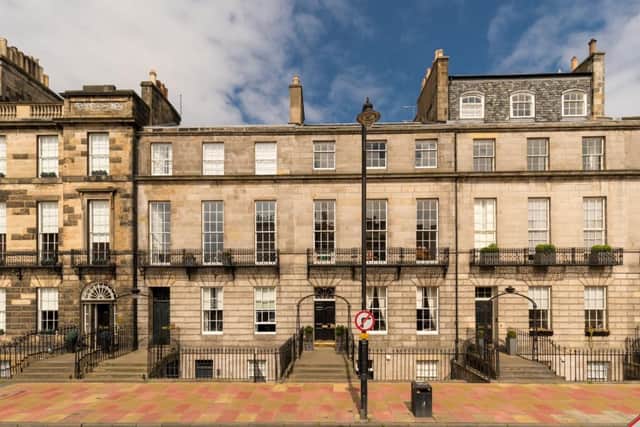 Edinburgh has seen the number of its street where the average home costs £1m or more increase more than 10-fold since 201 - this townhouse in the city's Melville street is currently for sale at offers over £2,650,000
