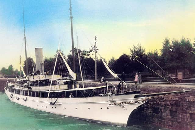The Gunilda became the flagship of the New York Yacht Club after being purchased by oil baron Mr William L. Harkness.