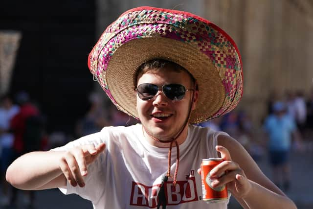 A Rangers fan in Sevillie ahead of Wednesday's UEFA Europa League Final