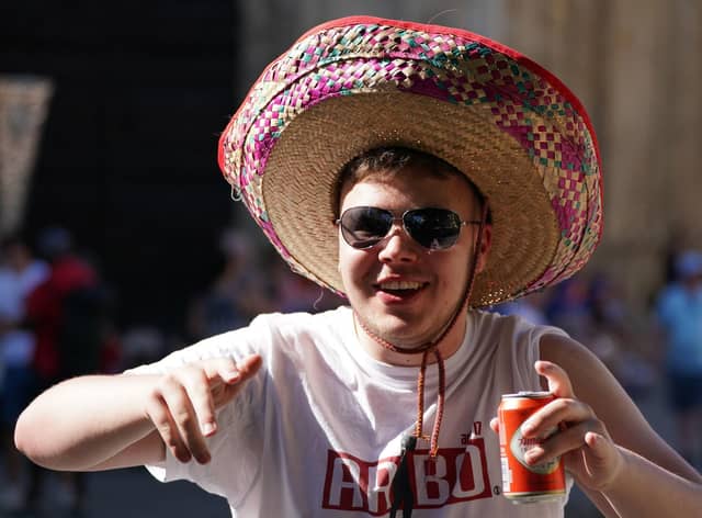 A Rangers fan in Sevillie ahead of Wednesday's UEFA Europa League Final