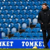 Steven Gerrard looks on as his Rangers side defeat Aberdeen 4-0 to open up an 11-point lead at the top of the Premiership table. (Photo by Craig Foy / SNS Group)