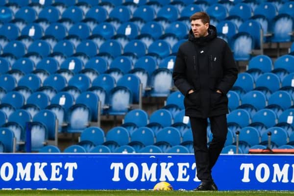 Steven Gerrard looks on as his Rangers side defeat Aberdeen 4-0 to open up an 11-point lead at the top of the Premiership table. (Photo by Craig Foy / SNS Group)