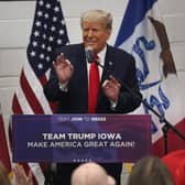 Donald Trump greets supporters at a Team Trump volunteer leadership training event in Iowa last week.