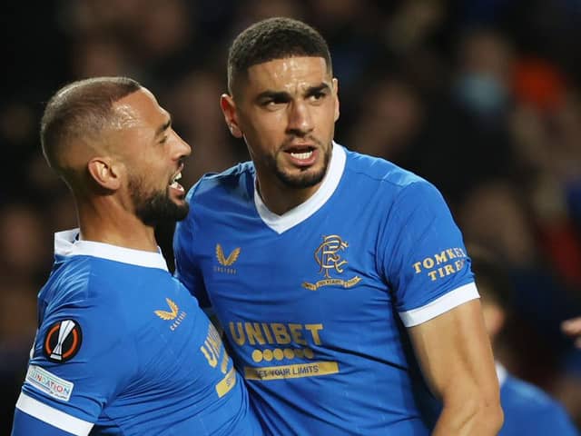 Rangers' Kemar Roofe (left) with Leon Balogun.