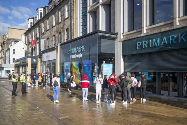 People queue outside the flagship Scottish Primark store on Princes Street in Edinburgh after it reopened following the initial spring 2020 lockdown (Picture: Jane Barlow/PA Wire)