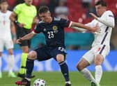 Billy Gilmour fends off Chelsea team-mate Mason Mount during last Friday's goalless draw between England and Scotland (Photo by Craig Williamson / SNS Group)