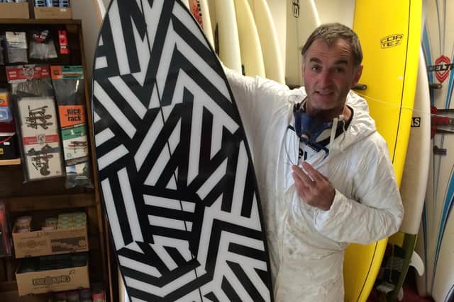 Steve Powner, surfboard shaper and owner of the St Vedas surf shop in Coldingham PIC: Roger Cox / JPI Media
