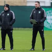 Celtic assistant John Kennedy (right) with manager Ange Postecoglou. (Photo by Craig Williamson / SNS Group)
