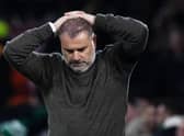 Celtic manager Ange Postecoglou reacts during the 2-0 defeat by RB Leipzig.