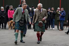 King Charles III during his visit to Aboyne and Mid Deeside Community Shed in Aboyne, Aberdeenshire.