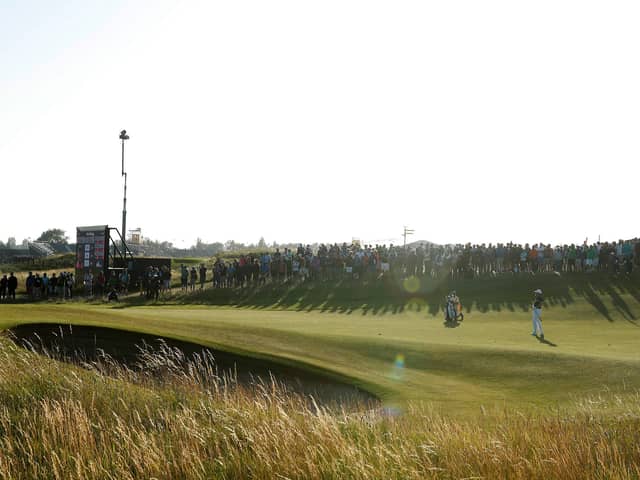 Open leader Louis Oosthuizen plays an approach shot on the 16th hole. Picture: Oisin Keniry/Getty Images