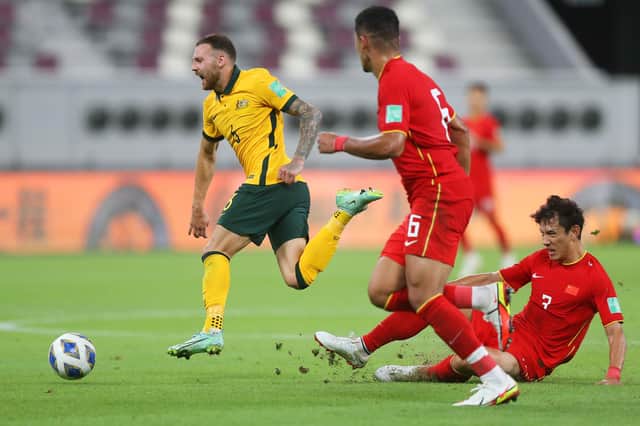 Martin Boyle was on the receiving end of some rough treatment during Australia's 3-0 win over China.