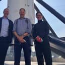 Colin Macleod, centre, with CAA director for space regulation Tim Johnson and CAA space engineering manager Emma Cuddy. Picture: CAA