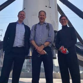 Colin Macleod, centre, with CAA director for space regulation Tim Johnson and CAA space engineering manager Emma Cuddy. Picture: CAA