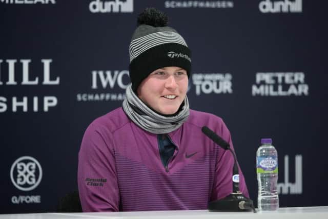 Bob MacIntyre smiles during his press conference ahead of the Alfred Dunhill Links Championship. Picture: Oisin Keniry/Getty Images.