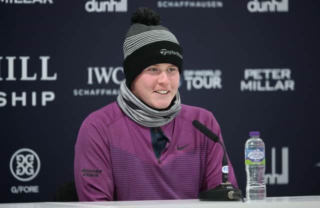Bob MacIntyre smiles during his press conference ahead of the Alfred Dunhill Links Championship. Picture: Oisin Keniry/Getty Images.