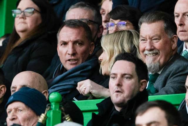 Former Celtic manager Brendan Rodgers at Parkhead yesterday for a win by the Leicester City leader's old club that pushed the current domestic unbeaten run to 21 games and into the territory of his second-best such sequence in Glasgow. (Photo by Craig Foy / SNS Group)