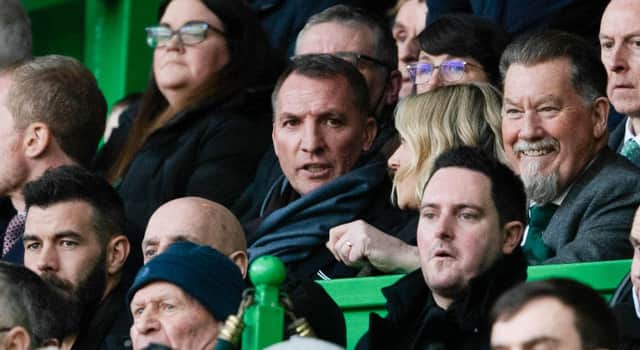 Former Celtic manager Brendan Rodgers at Parkhead yesterday for a win by the Leicester City leader's old club that pushed the current domestic unbeaten run to 21 games and into the territory of his second-best such sequence in Glasgow. (Photo by Craig Foy / SNS Group)