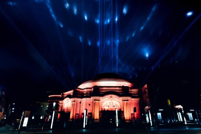 The Usher Hall is among the venues which is being transformed by the lighting displays to mark the start of the festivals season in Edinburgh. Picture: Ryan Buchanan