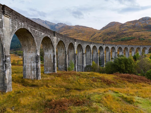 Glenfinnan is a hamlet in the Lochaber area of the Scottish Highlands. The viaduct is the filming location of the magical train from Harry Potter called the Hogwarts Express which saw the young wizards and witches off to their school.