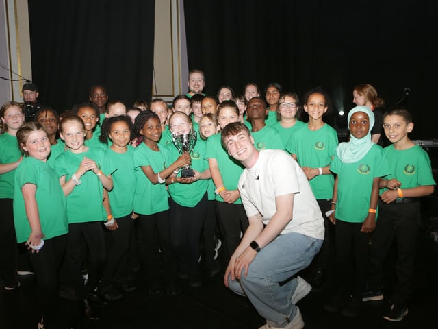 Calum presenting 1st runners up trophy to Fernielea PS Aberdeen