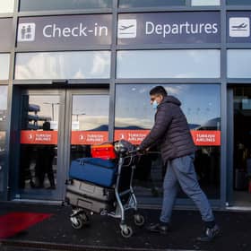 Passengers departing Edinburgh Airport. Picture: Lisa Ferguson