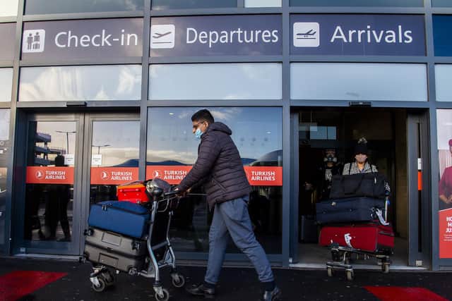 Passengers departing Edinburgh Airport. Picture: Lisa Ferguson